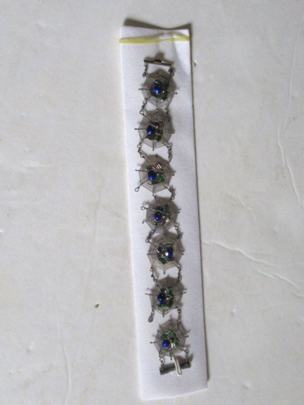 Antique Silver and Enamel Spider Web Bracelet